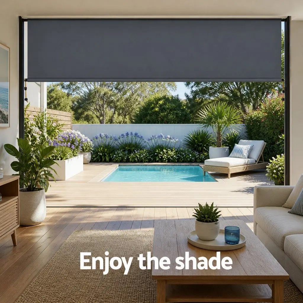 Retractable Awning Polyester Fabric 1.5m x 2.5m Aluminium Frame Grey