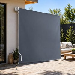 Outdoor Retractable Awning Blind 2.4x2.5M Roll Down Shade Canopy Grey Window