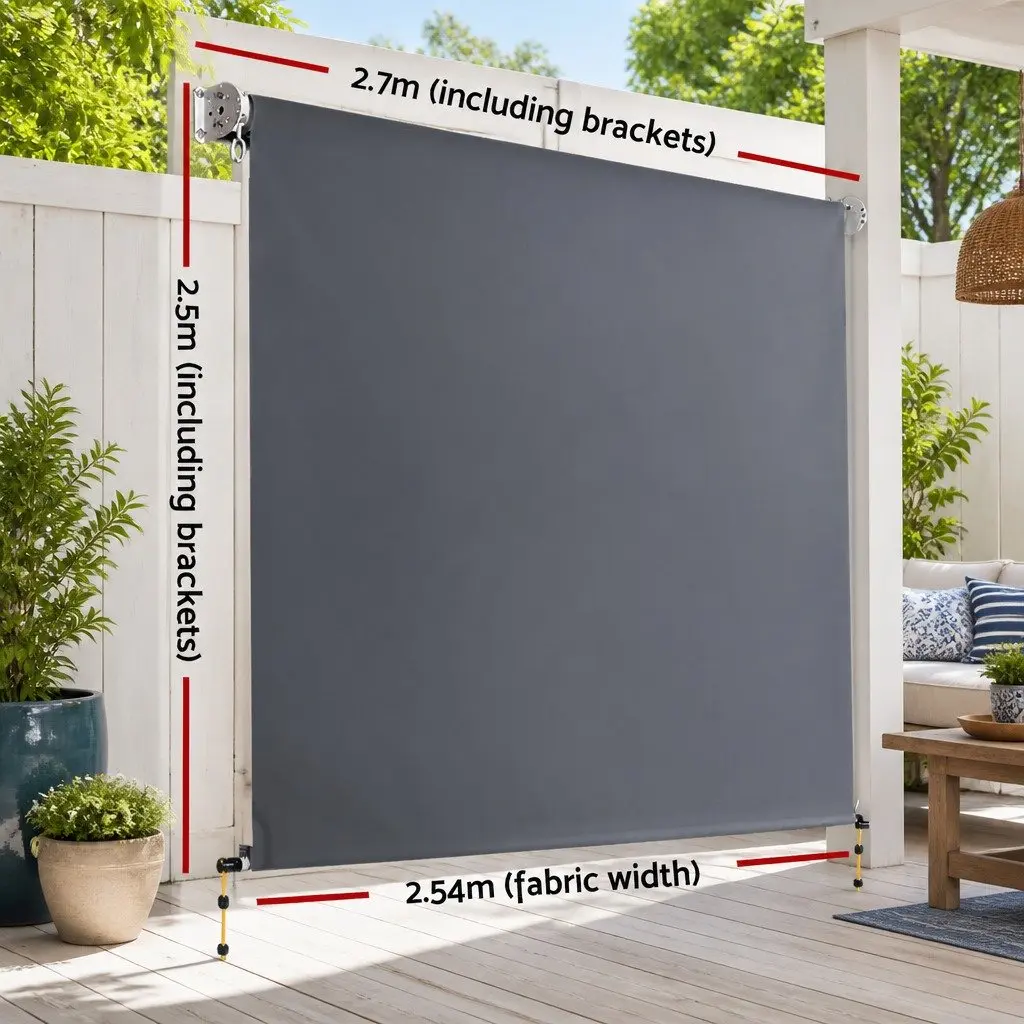 Grey Retractable Outdoor Awning 2.7M x 2.5M