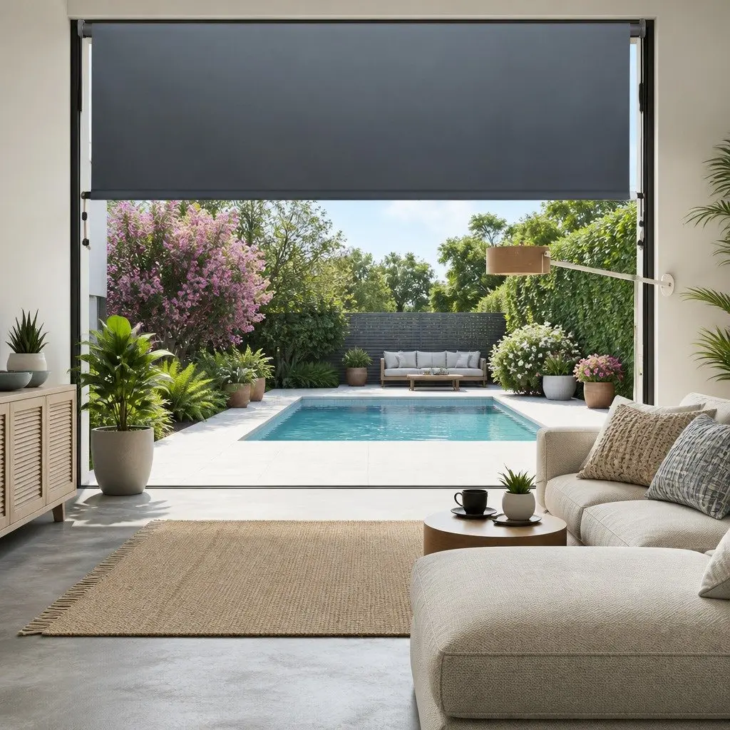 Outdoor Retractable Awning Blind 3M x 2.5M Grey