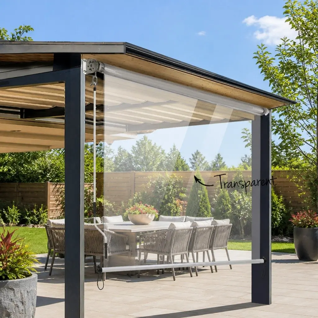 Retractable Outdoor Awning with Hand Crank