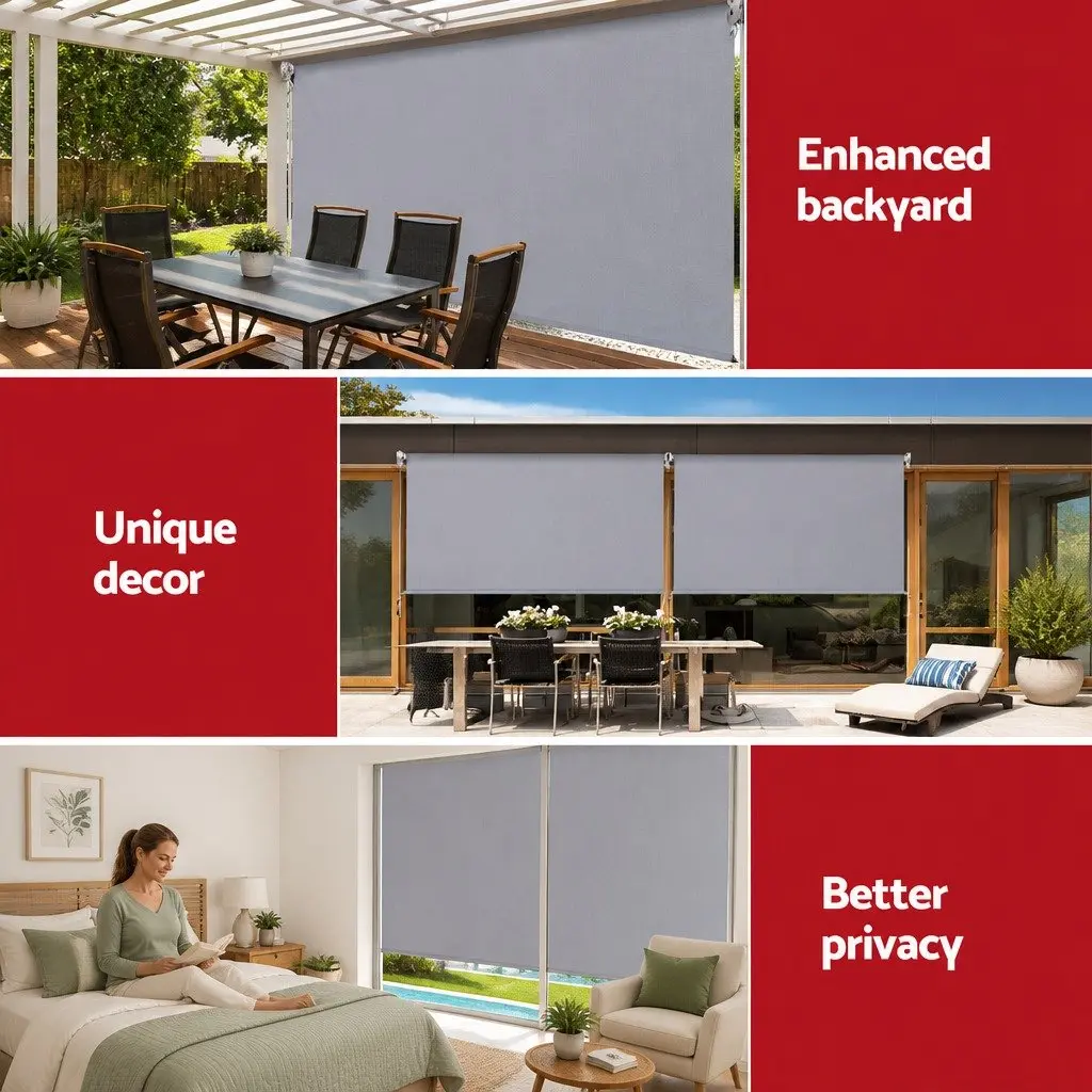 Grey Outdoor Retractable Screen Awning 3M x 2.5M