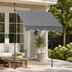 Durable Retractable Pivot Arm Window Awning 2x1.8M Grey