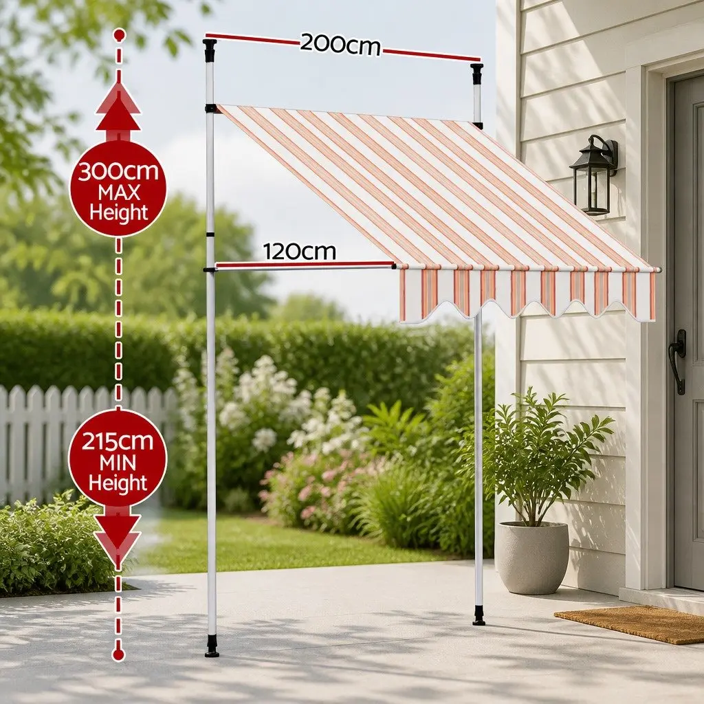 Retractable Awning Polyester 2X1.8M Beige Brown