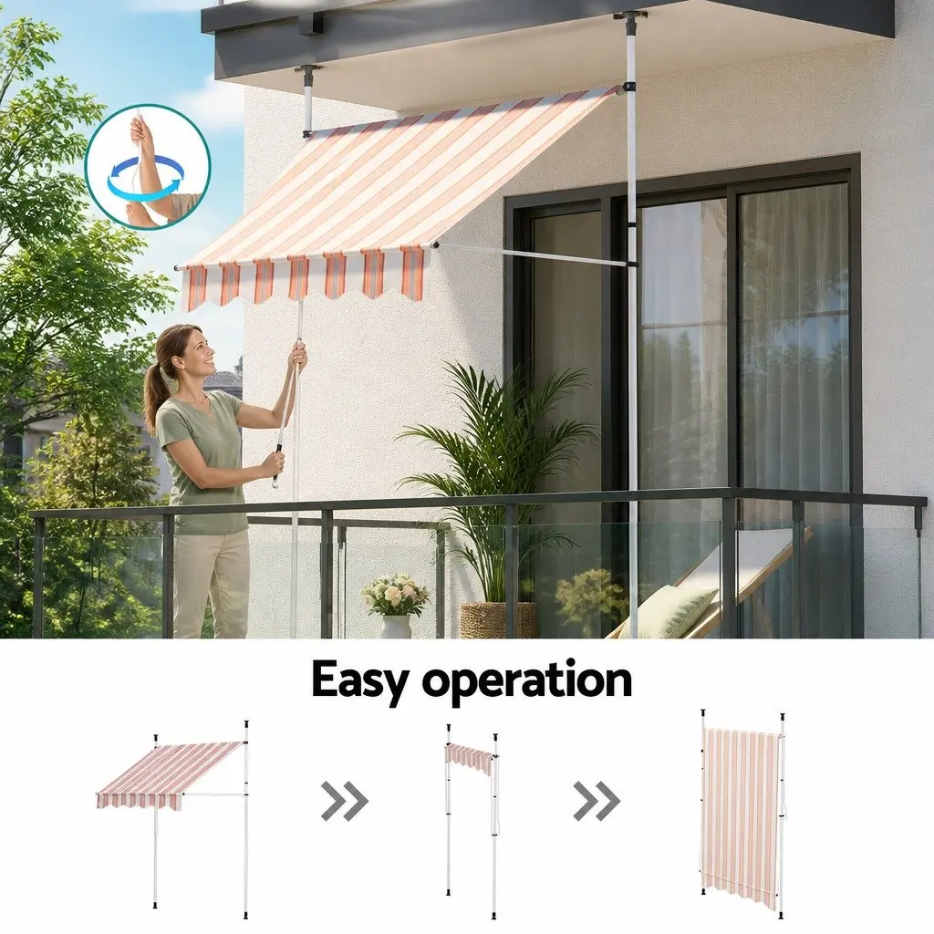 Retractable Awning Polyester 2X1.8M Beige Brown
