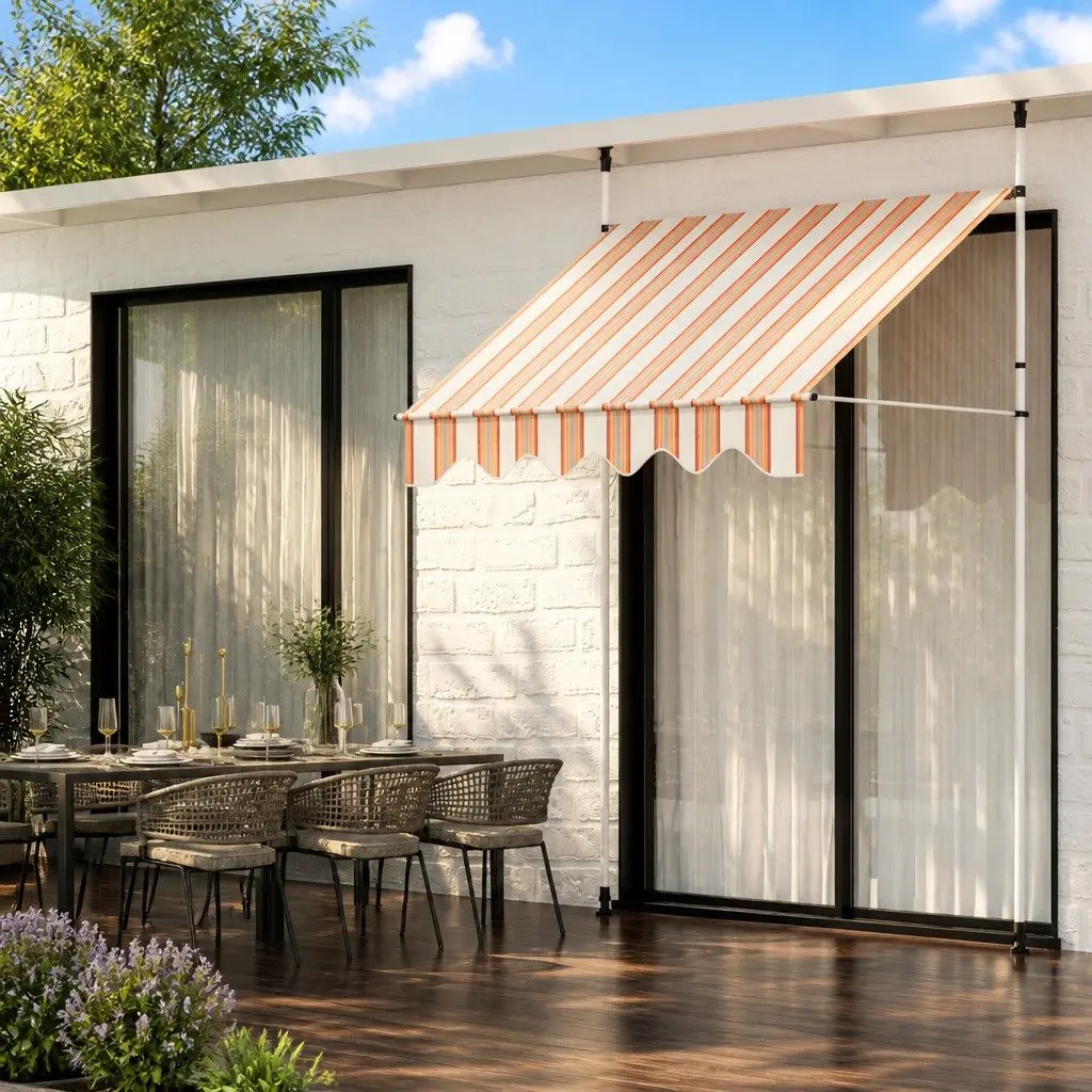 Retractable Awning Polyester 2X1.8M Beige Brown