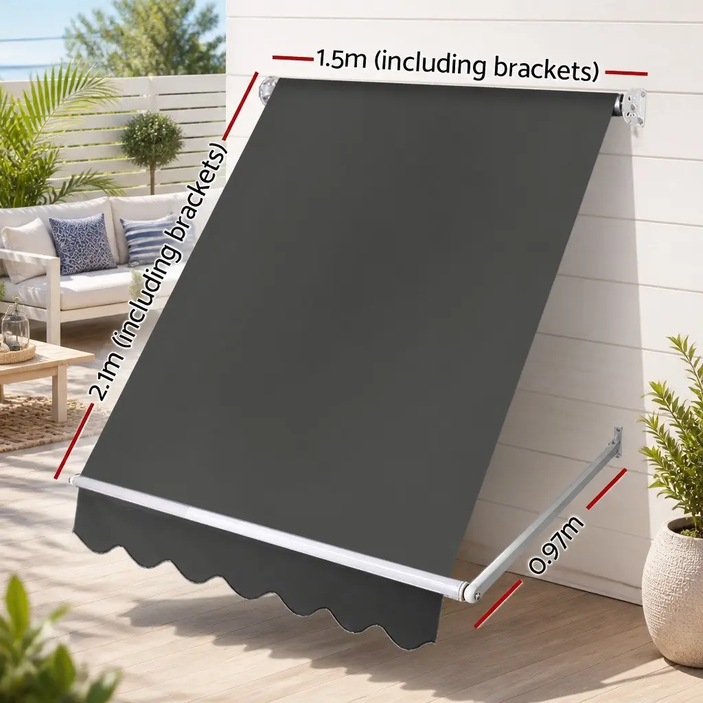 Grey 1.5m x 2.1m Retractable Awning