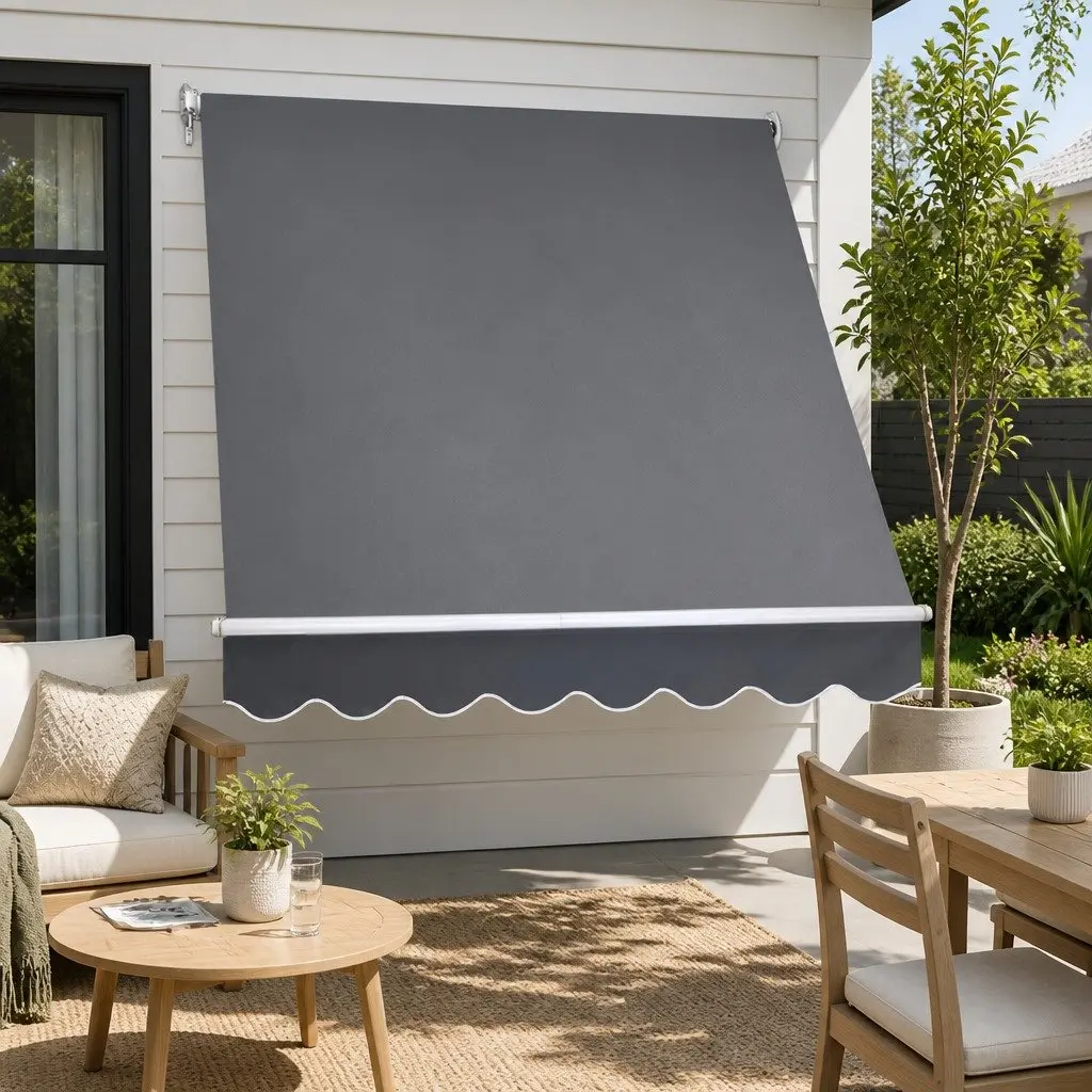 Retractable Awning Aluminum 1.8x2.1m Grey Polyester