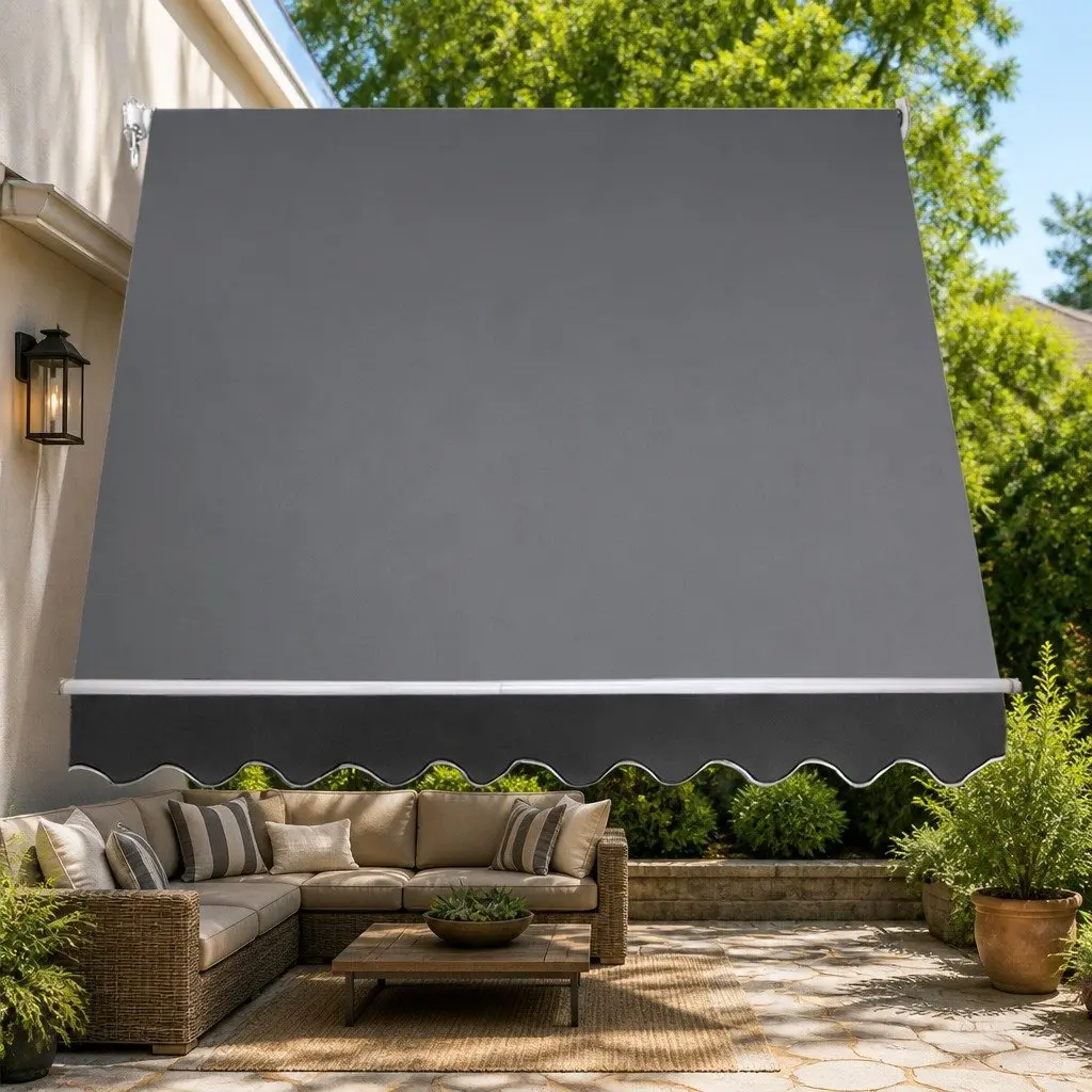 Grey Retractable Pivot Arm Awning 2.4X2.1M