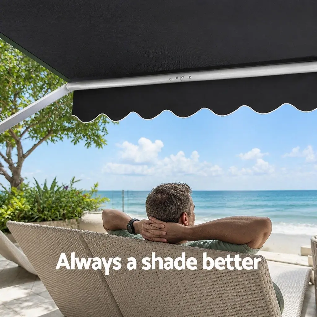 Grey Retractable Pivot Arm Awning 2.4X2.1M