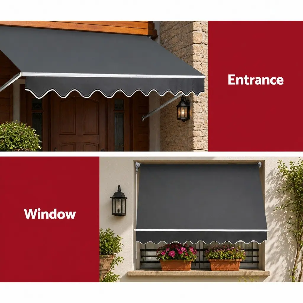 Grey Retractable Pivot Arm Awning 2.4X2.1M