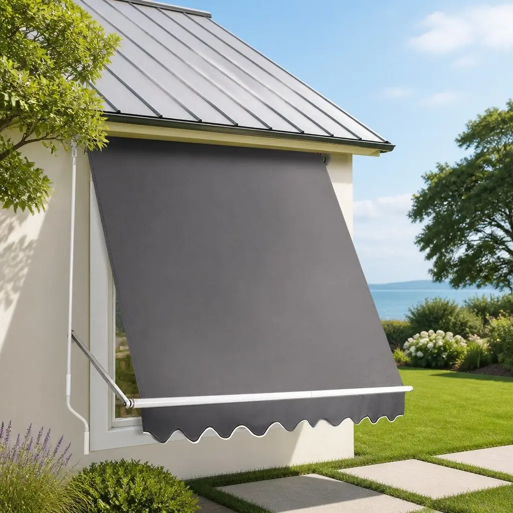 Grey Retractable Pivot Arm Awning 2.4X2.1M