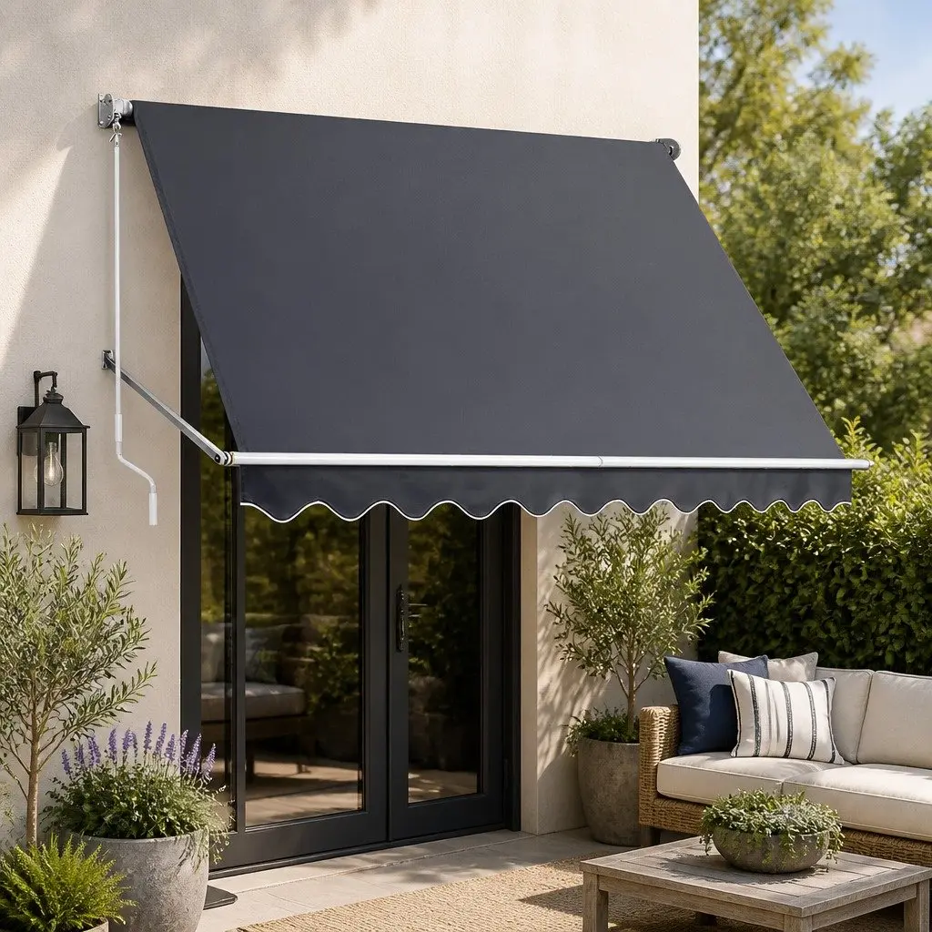 Retractable Awning Aluminum Frame Polyester Fabric 2.8X2.1M Grey