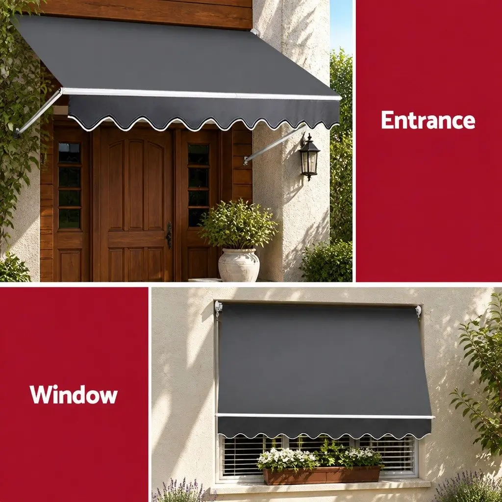Retractable Awning Aluminum Frame Polyester Fabric 2.8X2.1M Grey