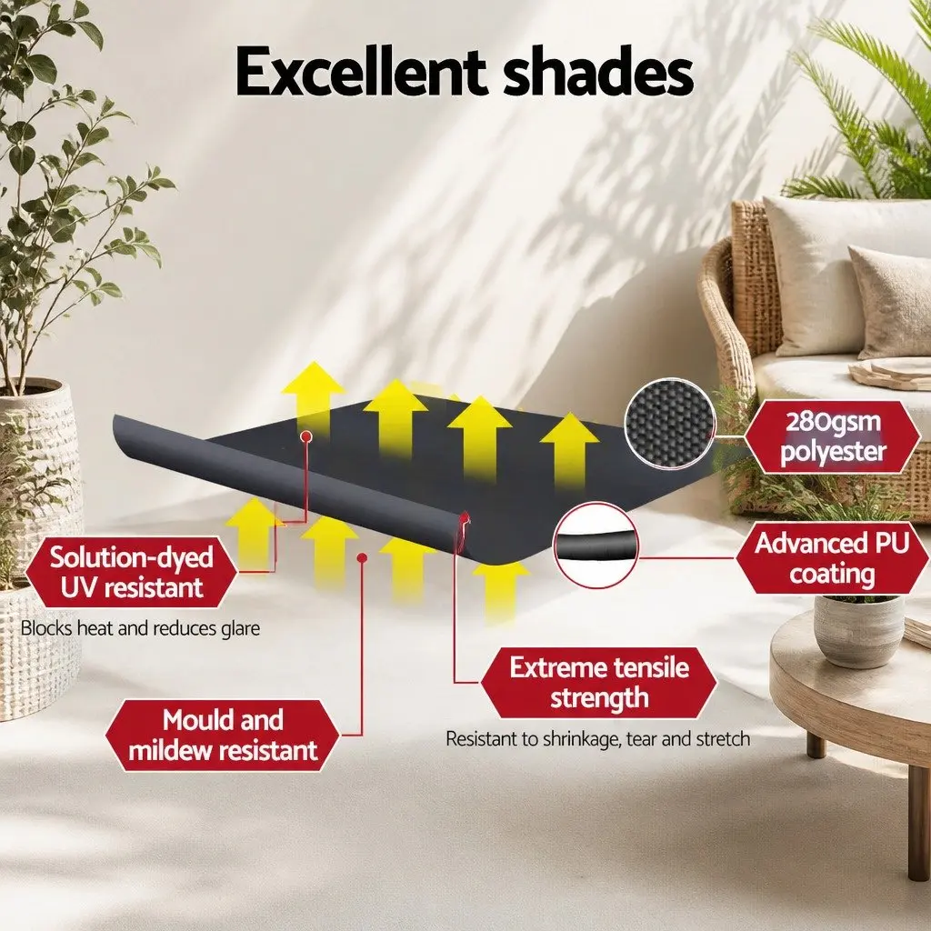 Retractable Awning Aluminum Frame Polyester Fabric 2.8X2.1M Grey