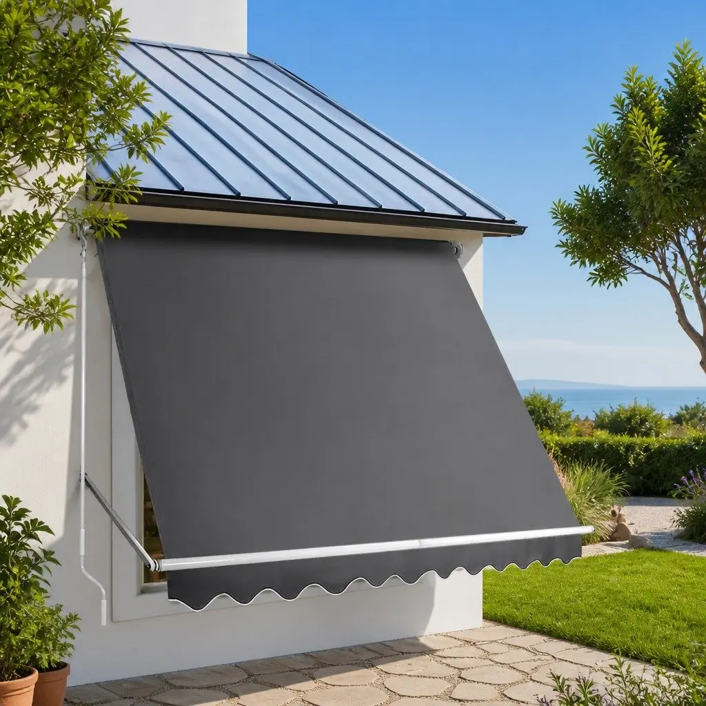 Retractable Awning Aluminum Frame Polyester Fabric 2.8X2.1M Grey