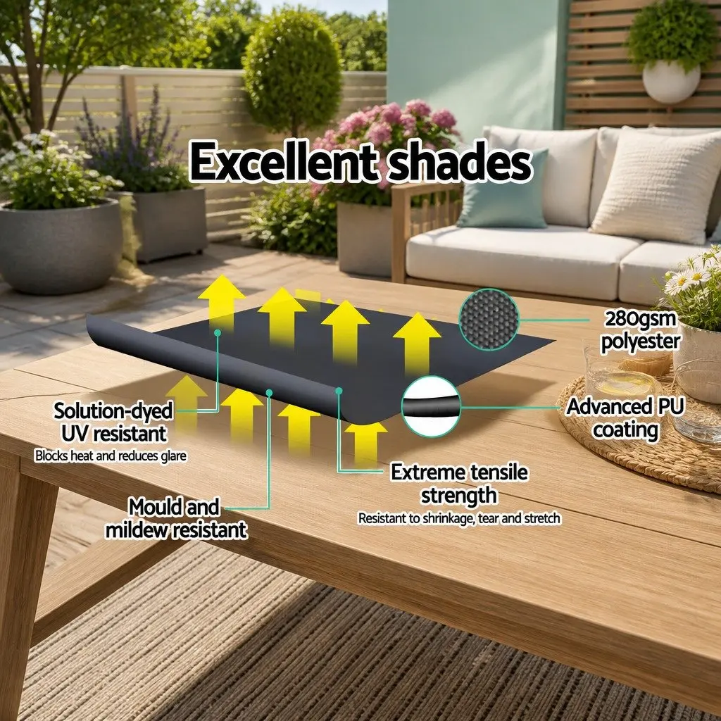 Retractable Awning Aluminum Frame 3.1m x 2.1m Grey Polyester Fabric