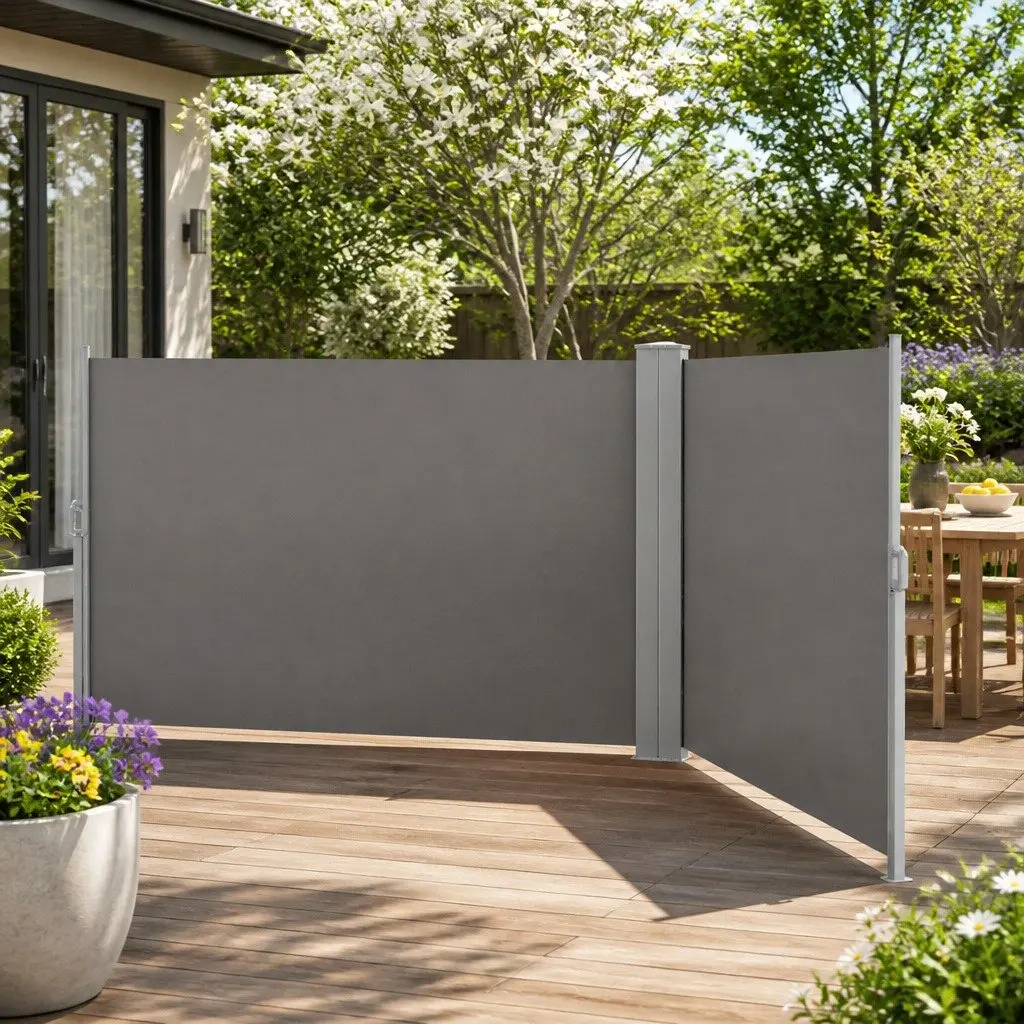 Retractable Side Awning Sun Shade 2x6M Grey