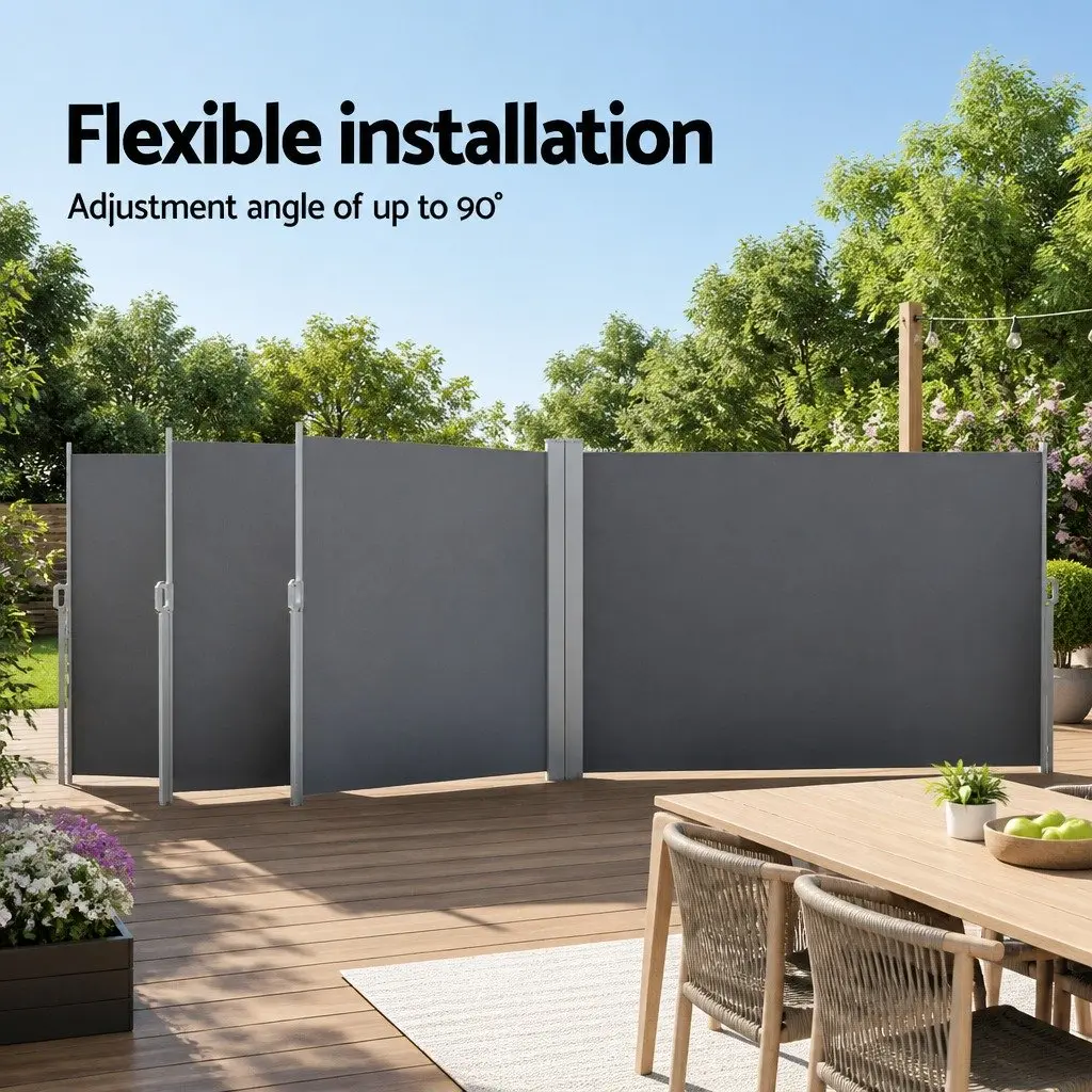 Retractable Side Awning Sun Shade 2x6M Grey