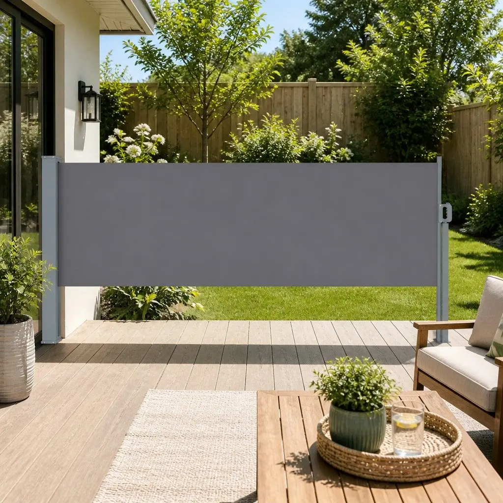 Retractable Side Awning for Sun Protection 1M x 3M Grey