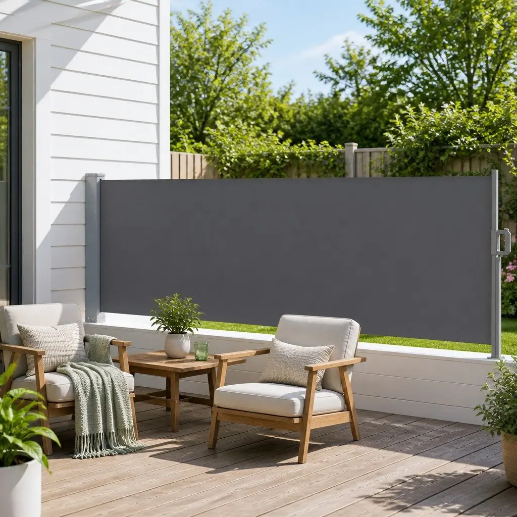 Retractable Side Awning for Sun Protection 1M x 3M Grey