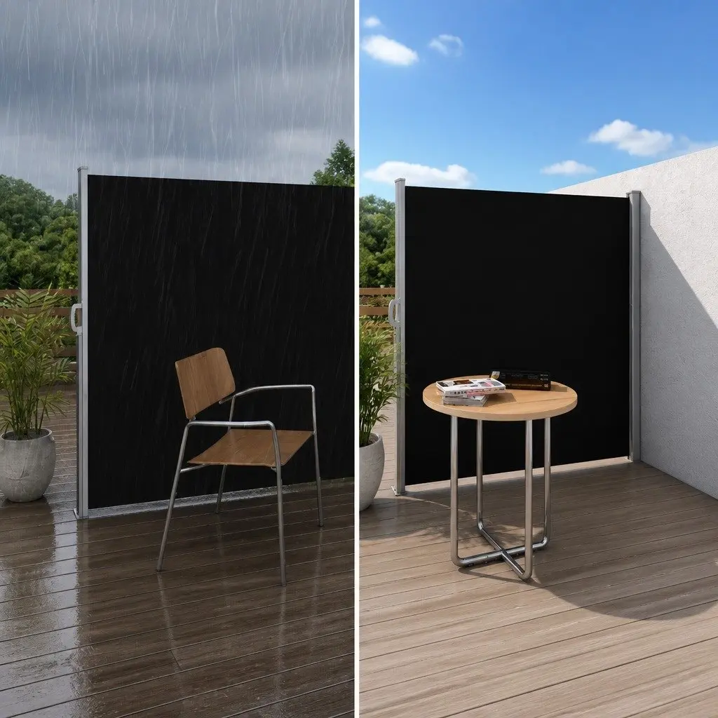 Retractable Side Awning Sun Shade 2X3M Black Twin Pack