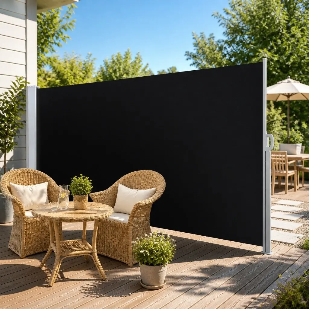 Retractable Side Awning Sun Shade 2X3M Black Twin Pack