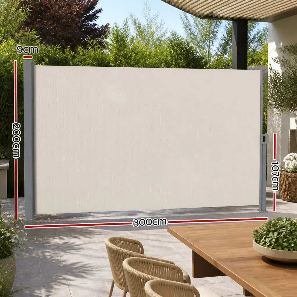 Retractable Side Awning 2m x 3m Cream