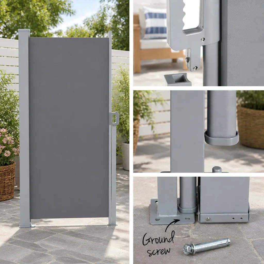 Retractable Side Awning for Outdoor Spaces 2M x 3M Grey