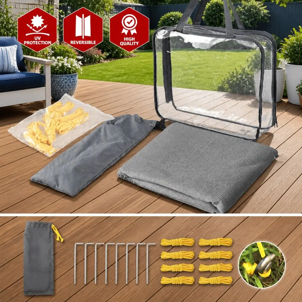 Caravan End Screen Awning Privacy Shade Grey 1.95 x 2.2M