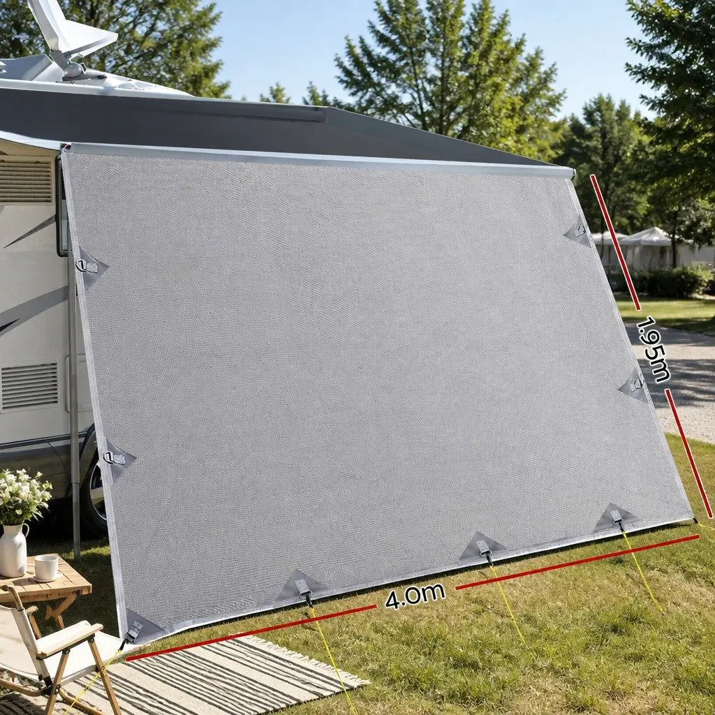 4M x 1.95M Caravan Privacy Screen Awning in Grey