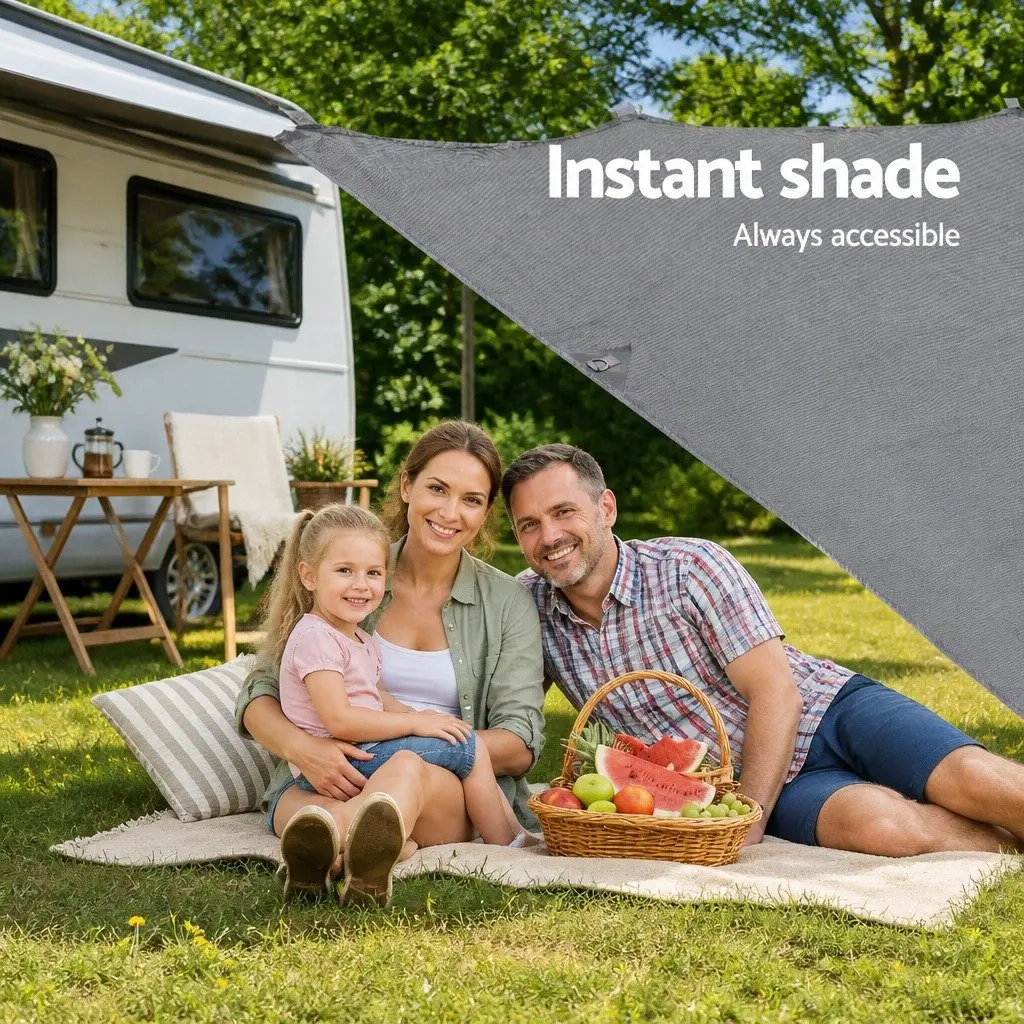 4M x 1.95M Caravan Privacy Screen Awning in Grey