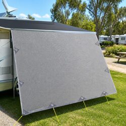 Caravan Privacy Screen Roll Out Awning End Wall Side Sun Shade 4.3 x 1.95M Grey