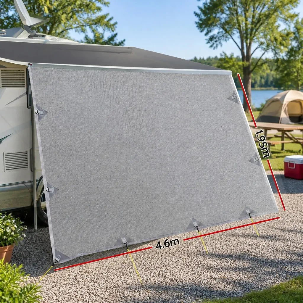 Caravan Privacy Screen 180gsm PE Fabric 4.6x1.95M Grey