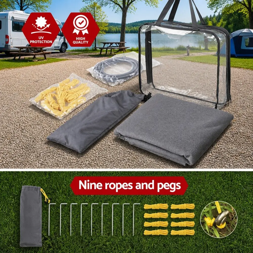 Caravan Privacy Screen 180gsm PE Fabric 4.6x1.95M Grey