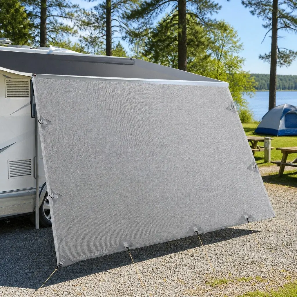 Caravan Privacy Screen 180gsm PE Fabric 4.6x1.95M Grey