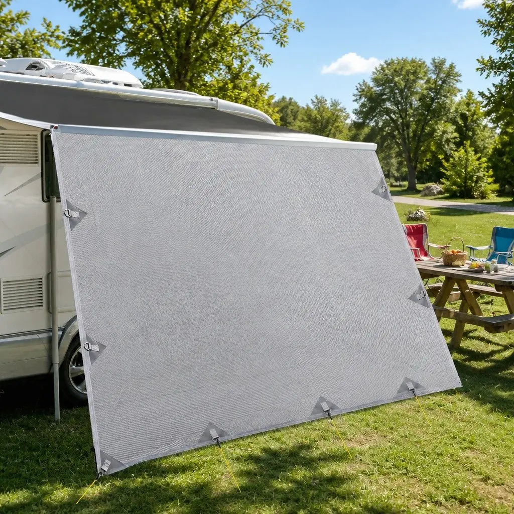 Caravan Privacy Screen 180gsm Water-Repellent Polyethylene 5.2x1.95M Grey
