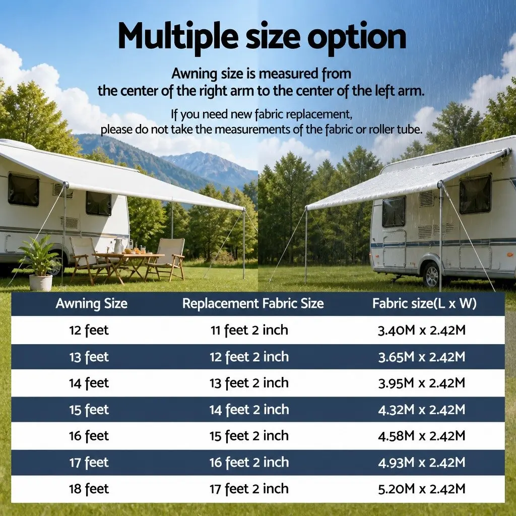 12ft Grey Caravan Awning Fabric for RVs