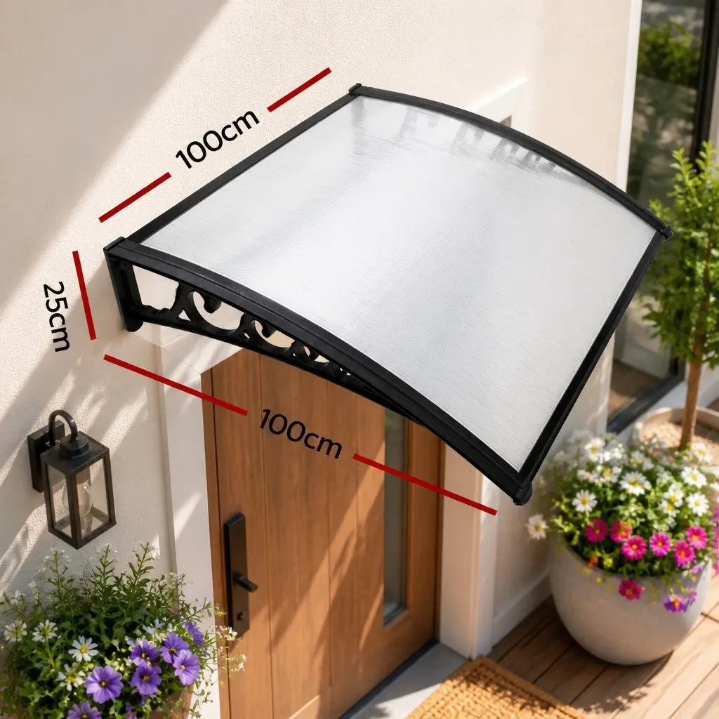 1mx1m Window Door Awning with Transparent Panel