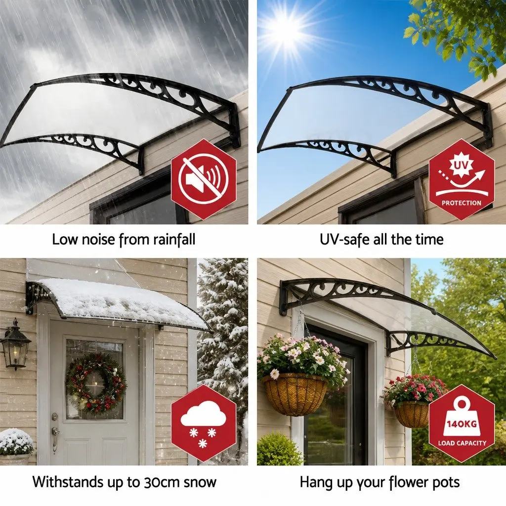 1mx1m Window Door Awning with Transparent Panel