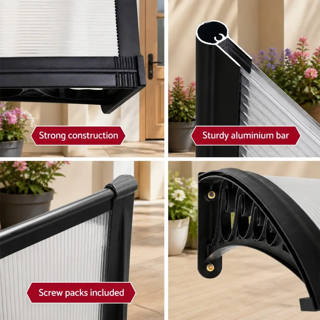 1mx1m Window Door Awning with Transparent Panel