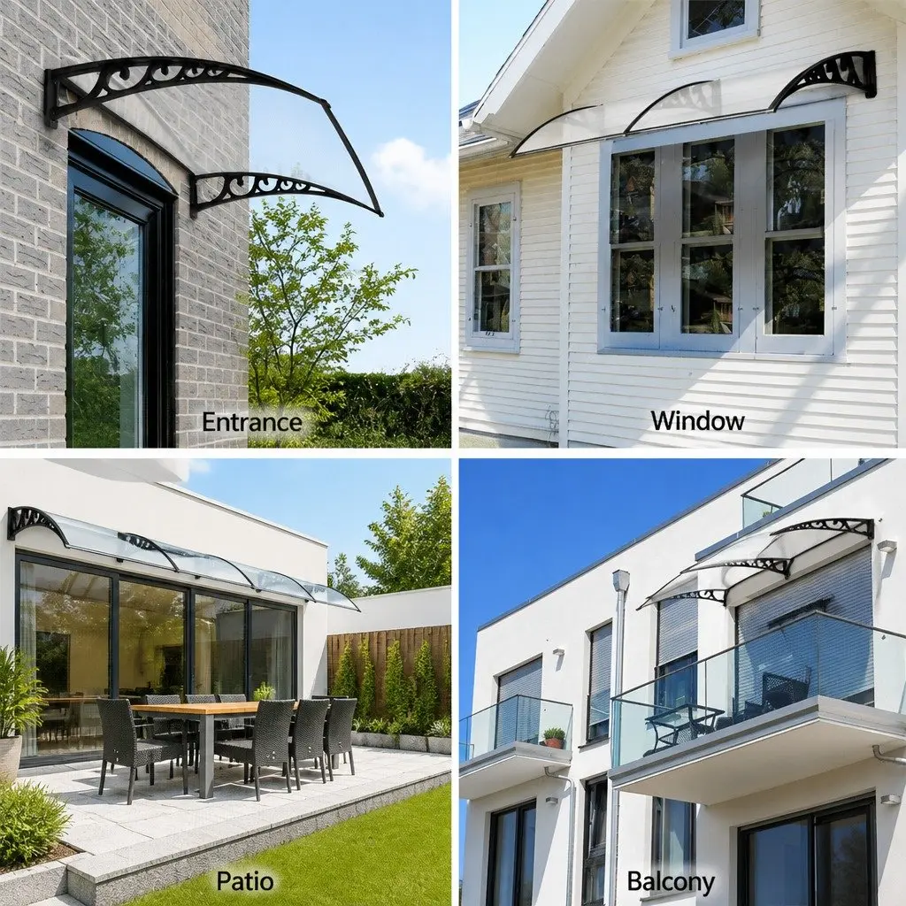 1m x 4m Transparent PC Awning for Doors and Windows