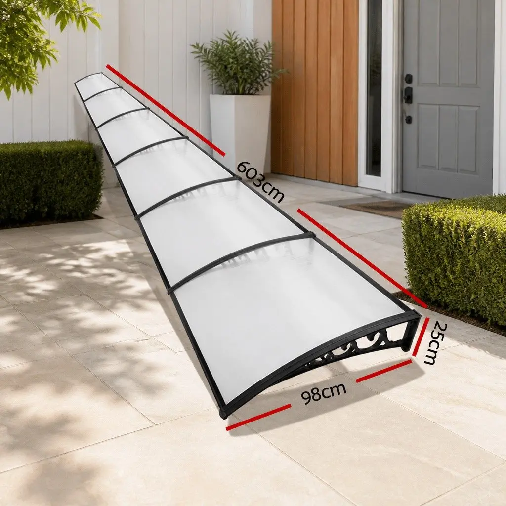 1m x 6m Window Door Awning with PC Panel