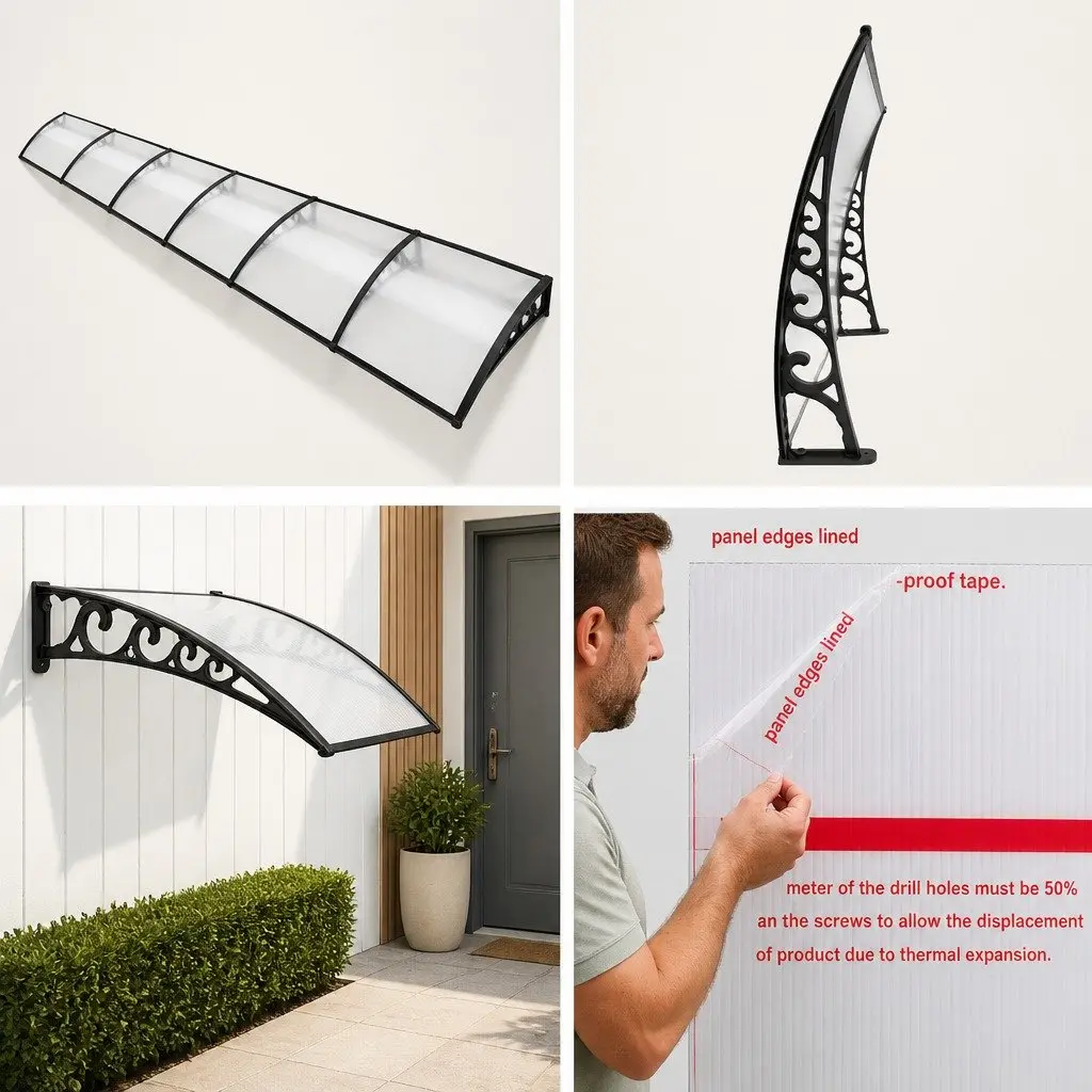1m x 6m Window Door Awning with PC Panel