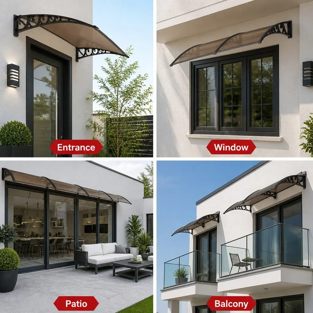 Window Door Awning 1m x 1.2m Outdoor Canopy