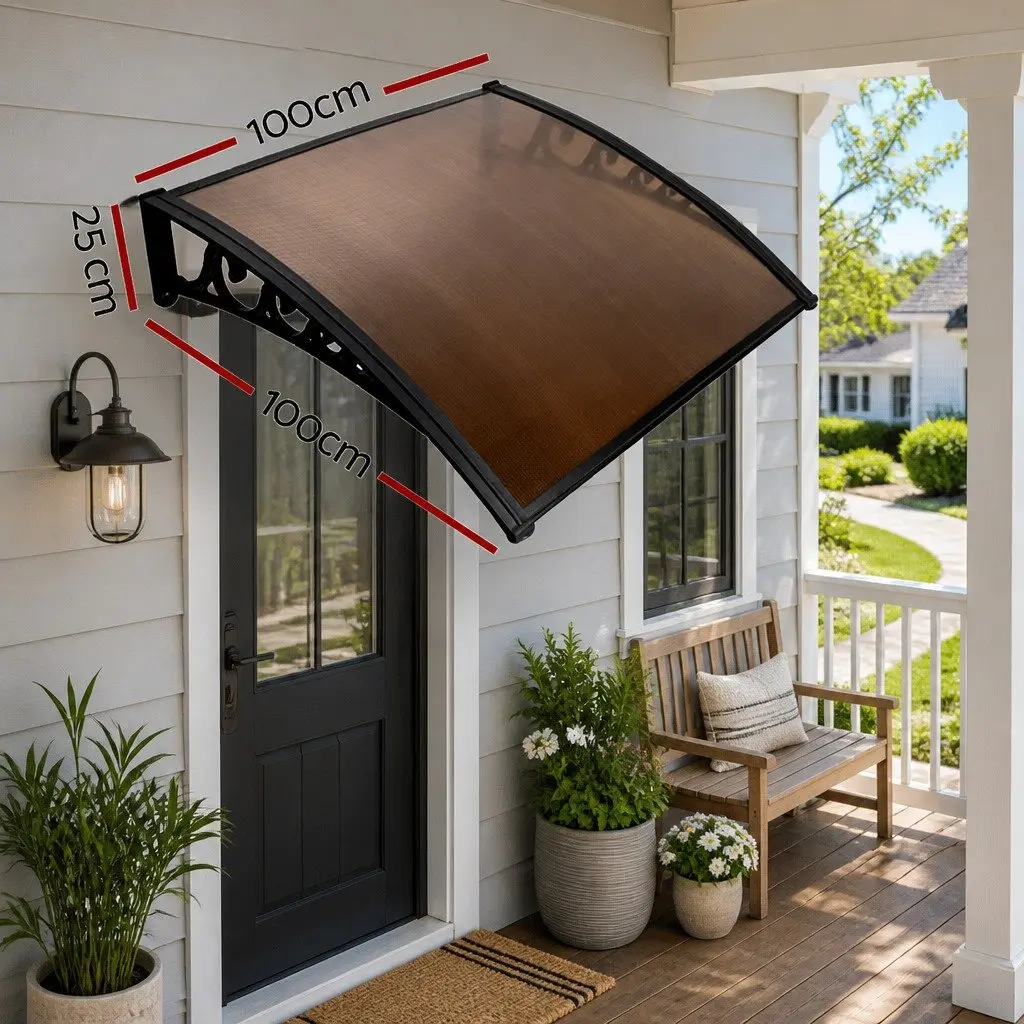 1m x 1m Brown Polycarbonate Window Door Awning