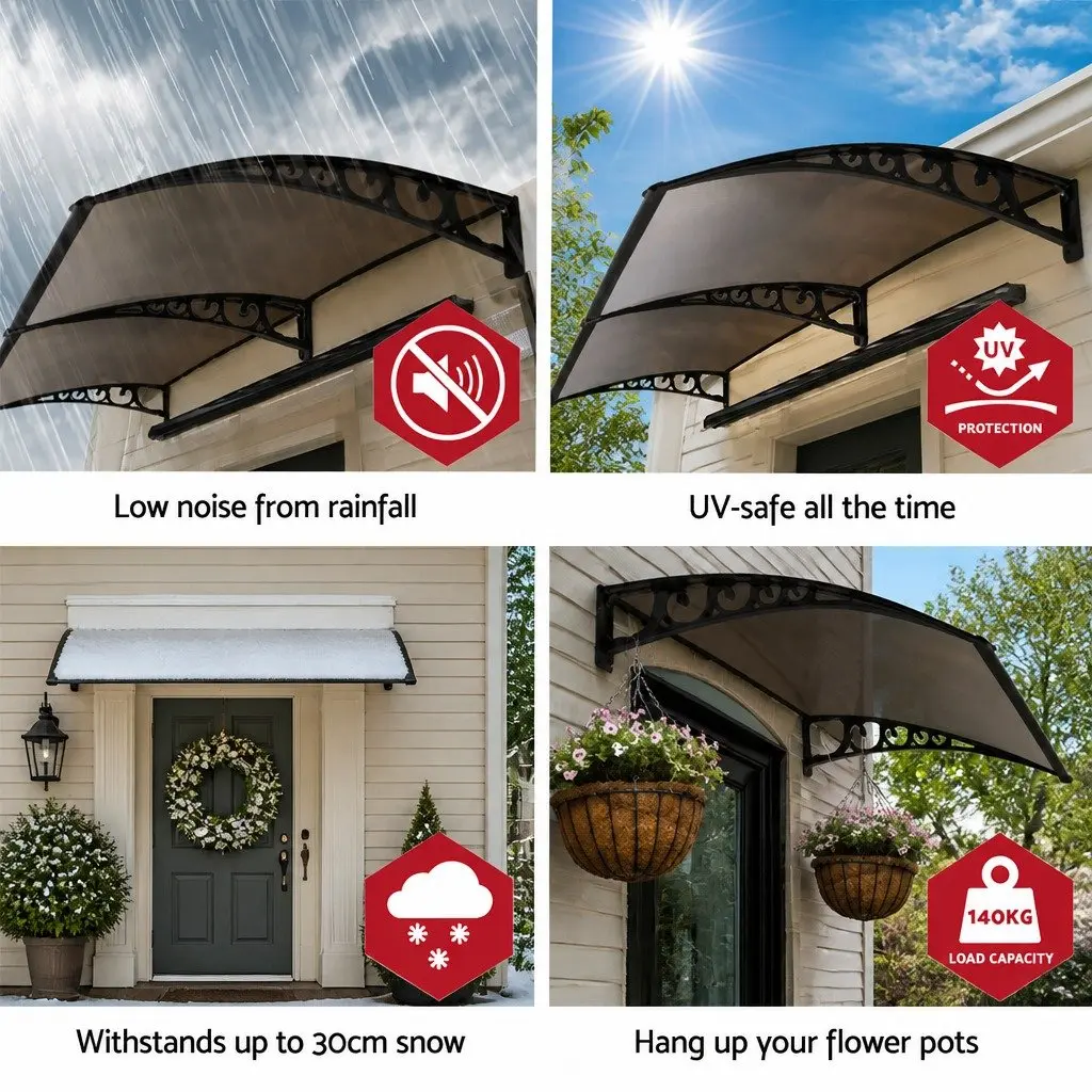 1m x 1m Brown Polycarbonate Window Door Awning