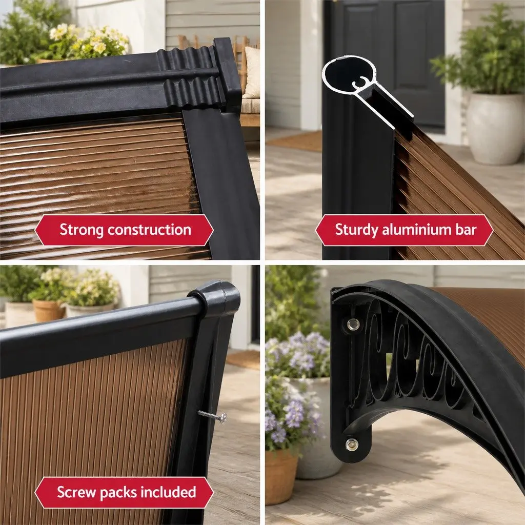 1m x 1m Brown Polycarbonate Window Door Awning