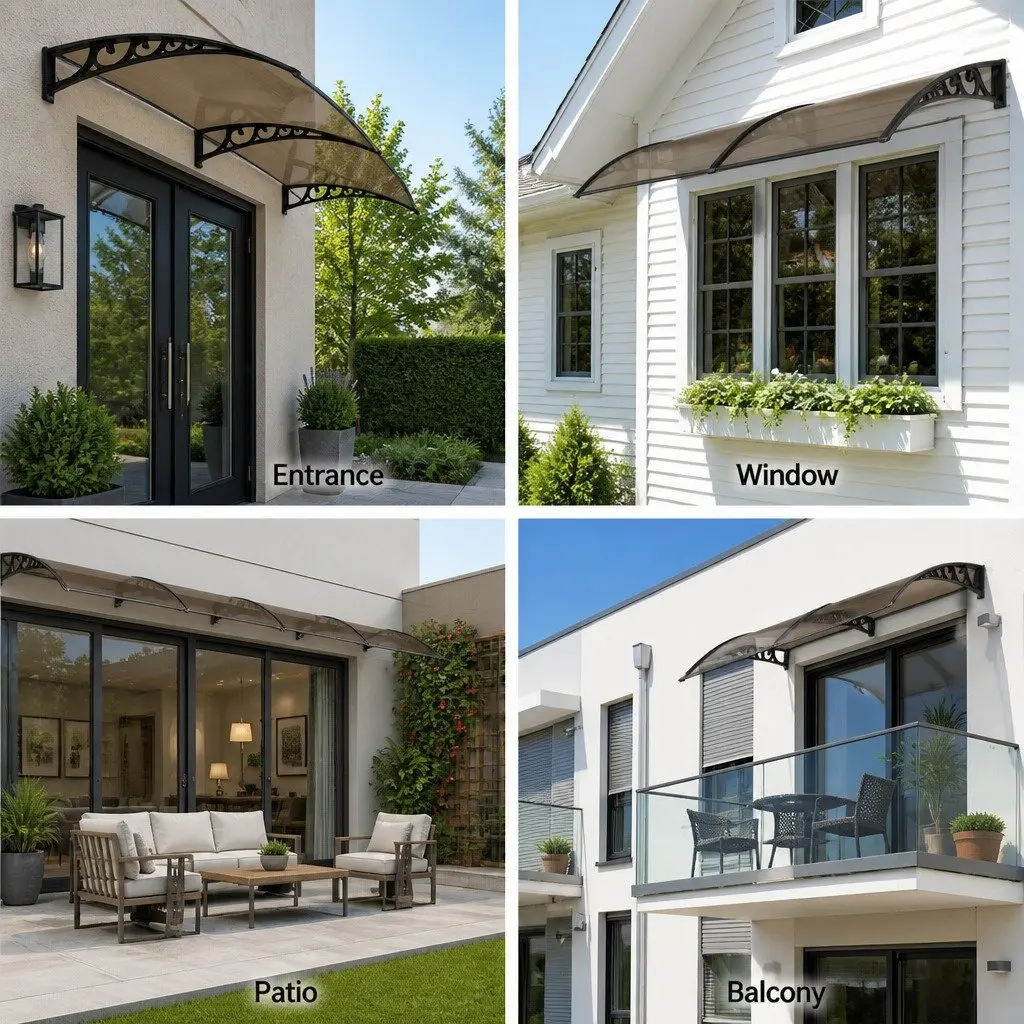 Window Door Awning 1m x 2.4m Hollow Sheet Canopy Shade Cover Modern Design
