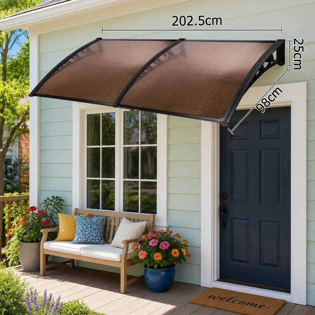 1m x 2m Window Door Awning Canopy in Brown